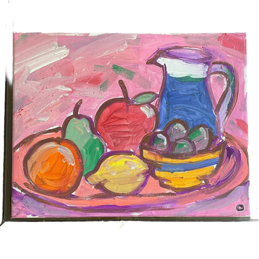 Oman Hosea Original 11x14 Neo Expressionist Still Life Fruit Acrylic Painting